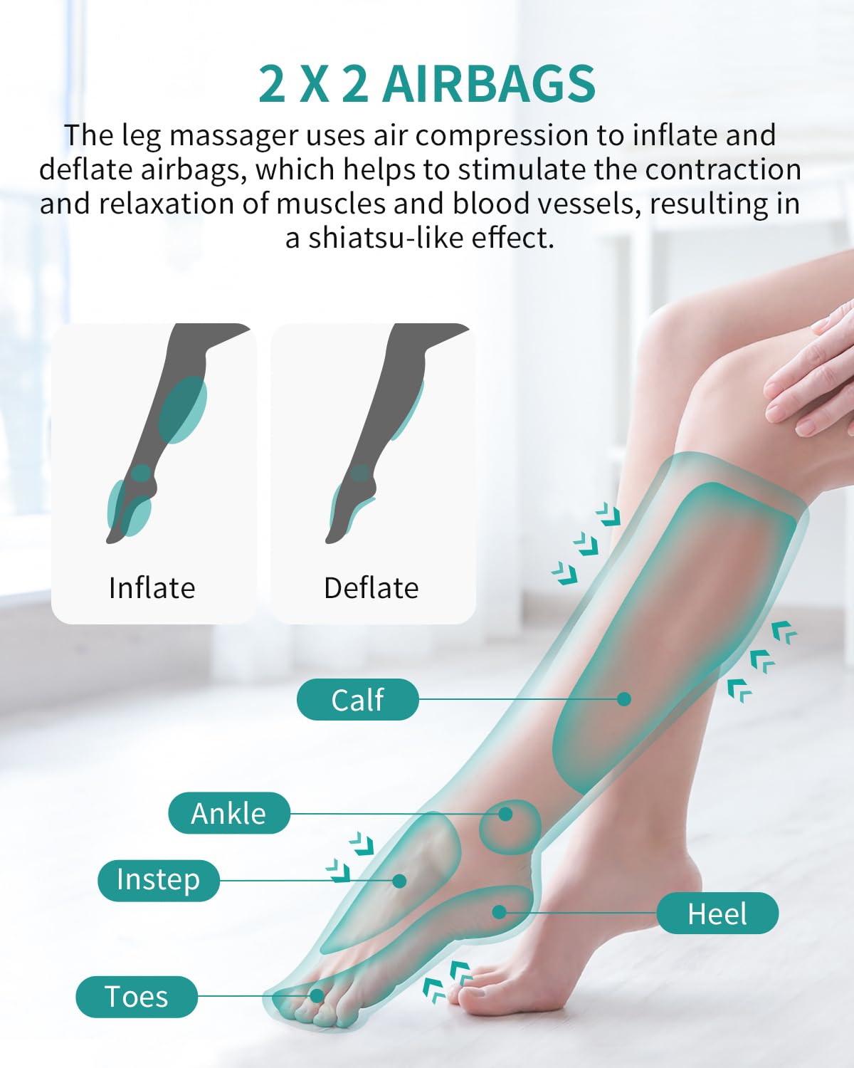 Nekteck Leg Compression Massager for Circulation and Relaxation, FSA Eligible Foot and Calf Massage Machine 2 Modes 3 Intensities with Hand-held Controller for Pain Relief, HSA Adjustable Leg Wraps
