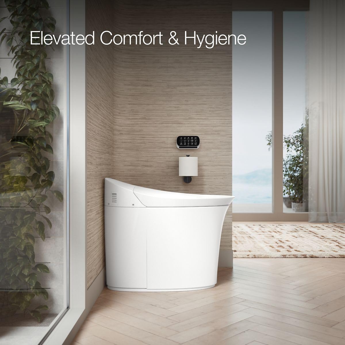 KOHLER K-5401-PA-0 Veil One-Piece Elongated Dual-Flush Intelligent Toilet, Smart Bidet Toilet, White