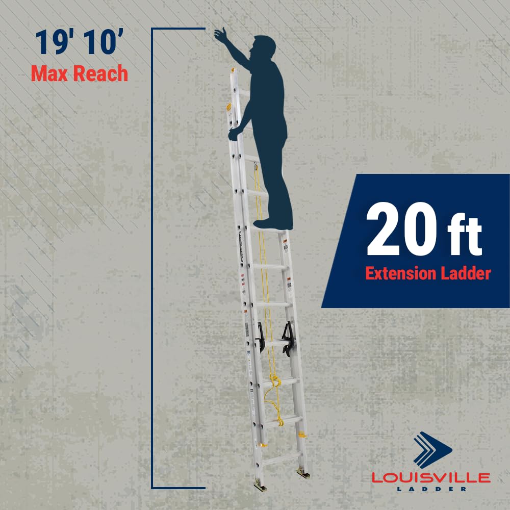 Louisville Ladder 20-foot Aluminium Extension Ladder, 250-Pound Load Capacity, Type I, AE3220