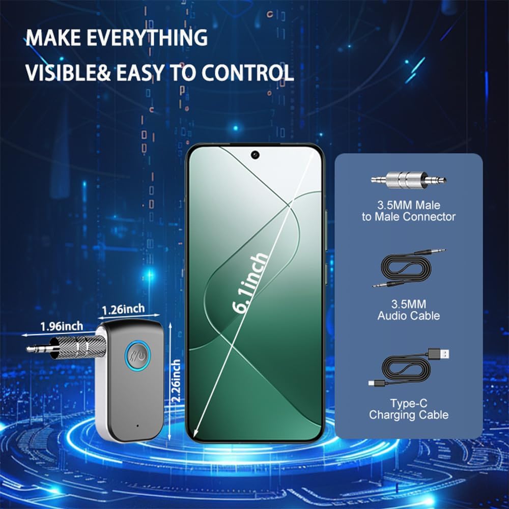 Senkiila Car,3.5mm Bluetooth AUX Adapter for Wireless Receiver AUX Bluetooth Car Adapter,Hands-Free Call for Cars