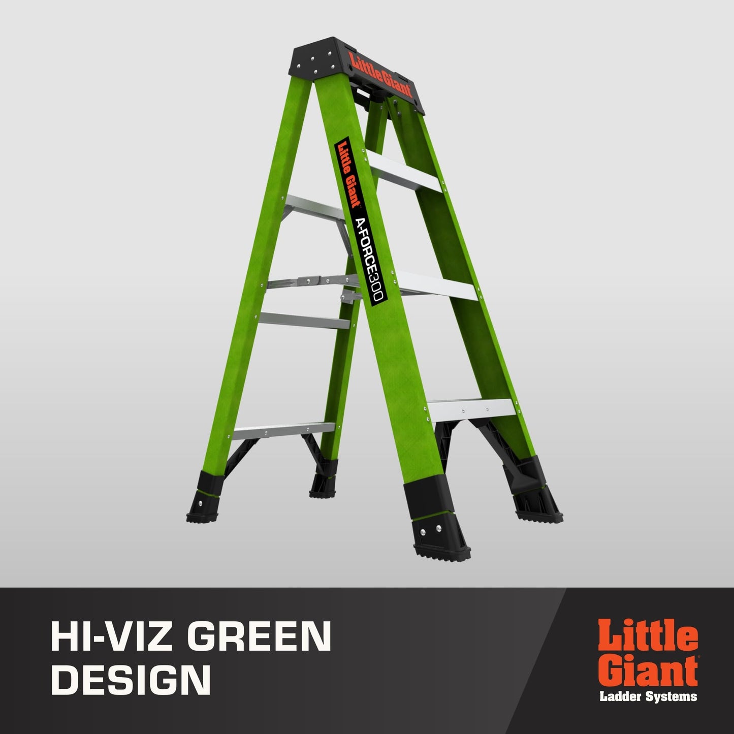 Little Giant A-Force300 4 Ft Ladder with 5in Spreader Step, Lightweight Non-Conductive Fiberglass Step Ladder with Slip-Resistant Feet, 300 Lbs. Capacity Type IA Extra Heavy Duty A-Frame Stepladder