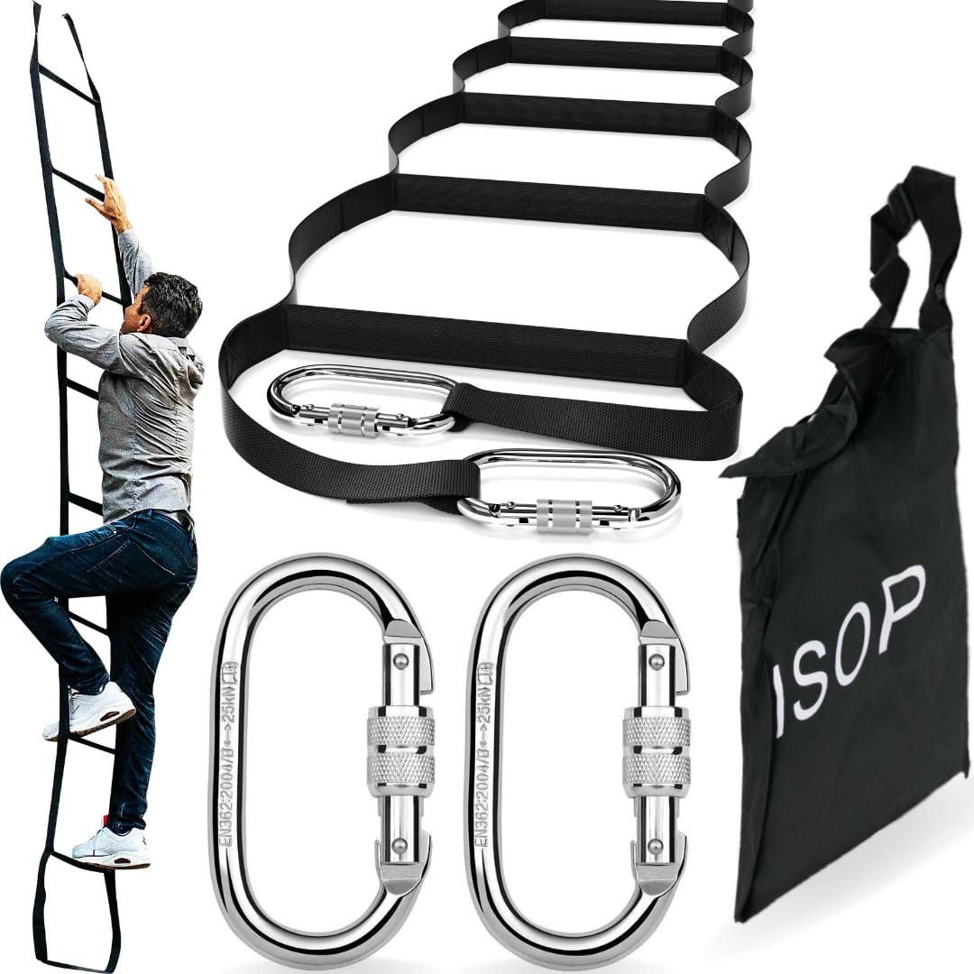 Reusable Fire Escape Ladder 3 Story 24 Foot | Made in USA Escape Ladders for 3-Story Homes | Compact | Lightweight & Portable | Fire Ladder Rope Multi-Functional & Weather Resistant