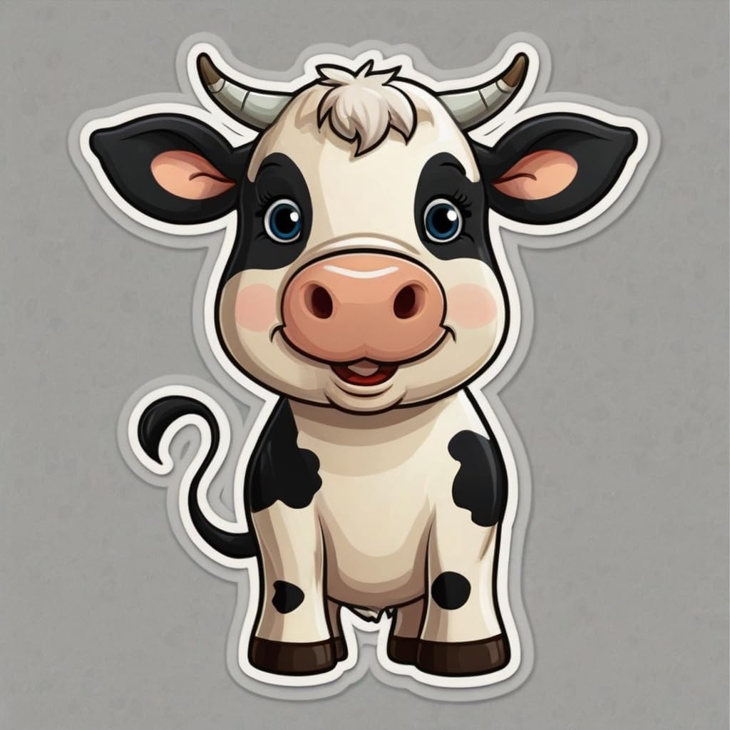 Acatalepsy Sticker 2in, 24) Cute Dairy Cow Stickers for Water Bottle Waterproof Vinyl Kawaii Animal Stickers for Laptop