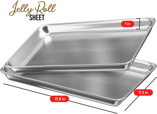 JoyTable Aluminum Baking Sheet Set - Non-Stick Quarter Sheet Pan for Baking & Roasting | 9 x 13 Inches