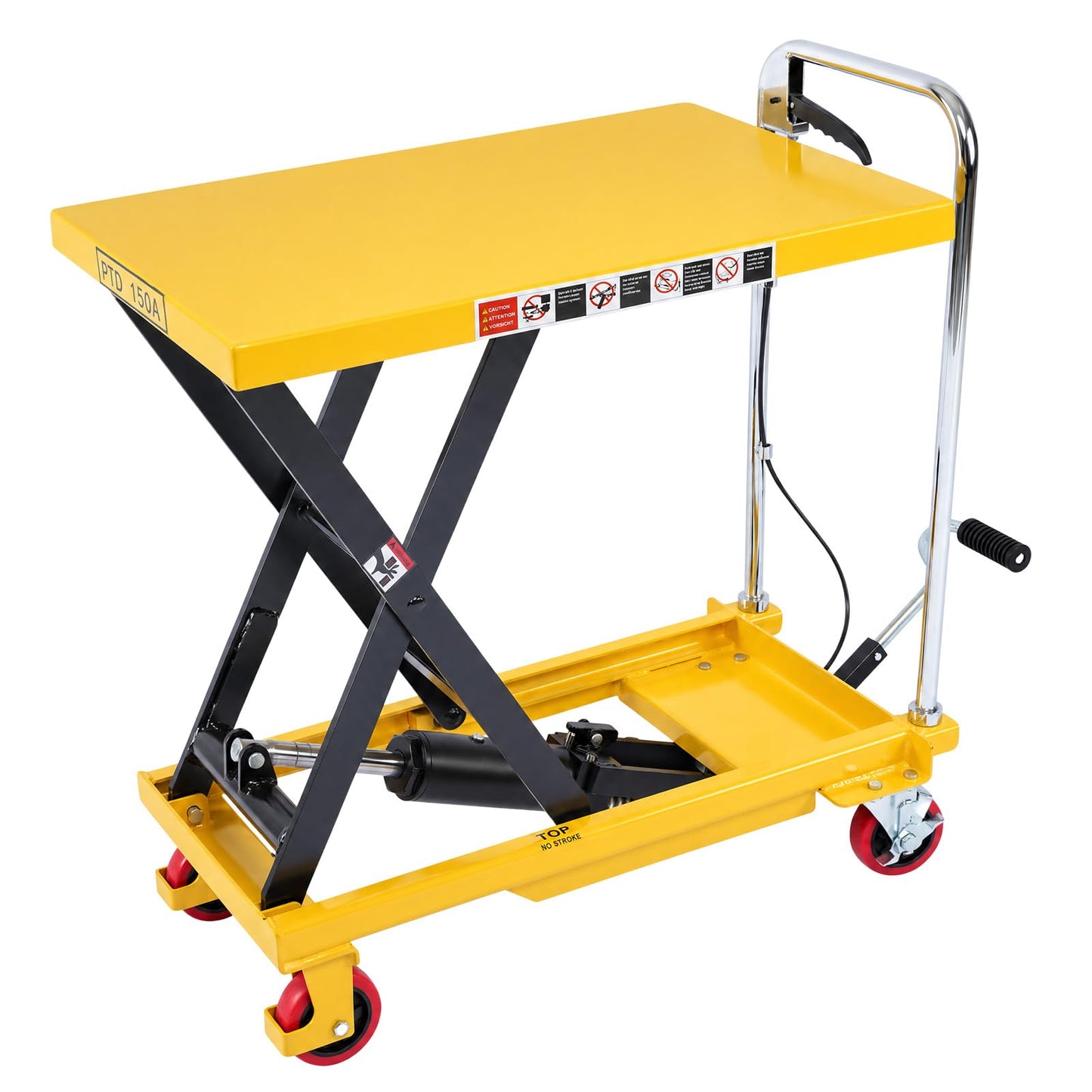 Claw Road 2026 New Hydraulic Lift Table Cart 500LB Capacity, 32" Lift Height, Manual Scissor Lift Cart with Foot Pedal, Release Handle & Locking PU Casters for Warehouse, Workshop, Garage, Yellow