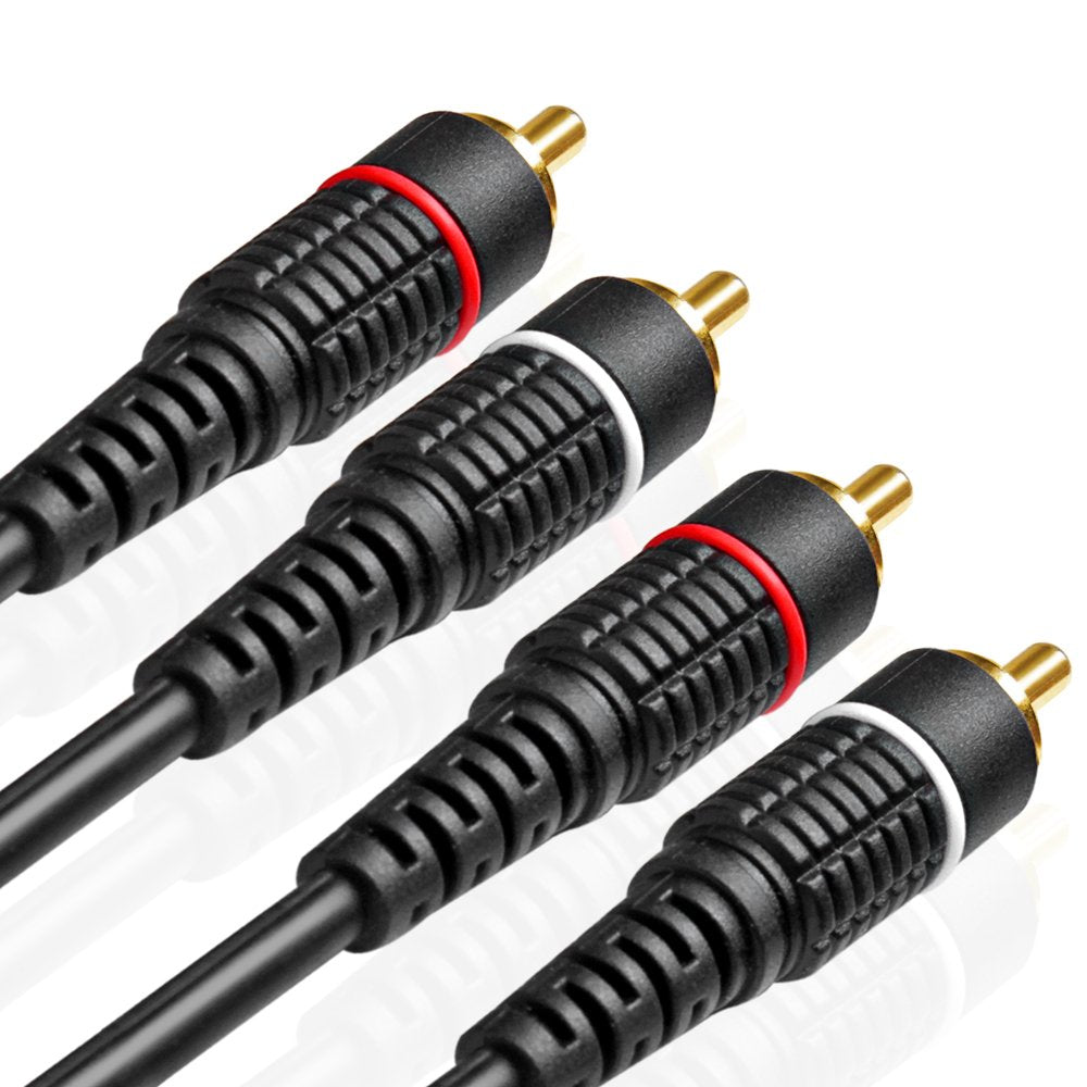 TNP Products 50 2 TNP RCA Cable ft - Gold Plated RCA Male to Male HiFi Stereo Cable - Red White Audio Cord Dual