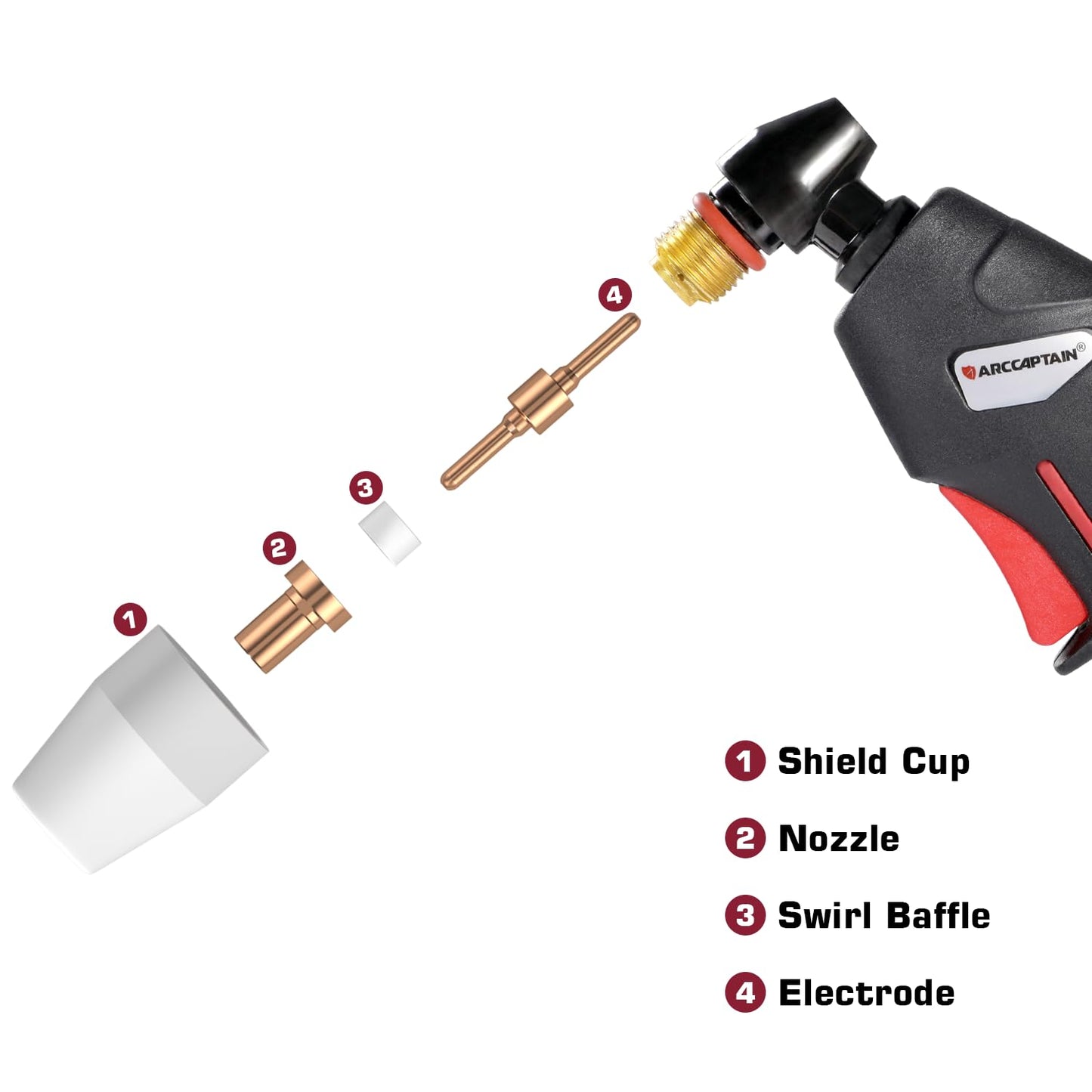 ARCCAPTAIN 110PCS PT31 Plasma Cutting Consumables Fit CUT-45 CUT-50 CT-312 MIG205 MP with Plasma Cutter Torch PT-31 JG-40 LG-40
