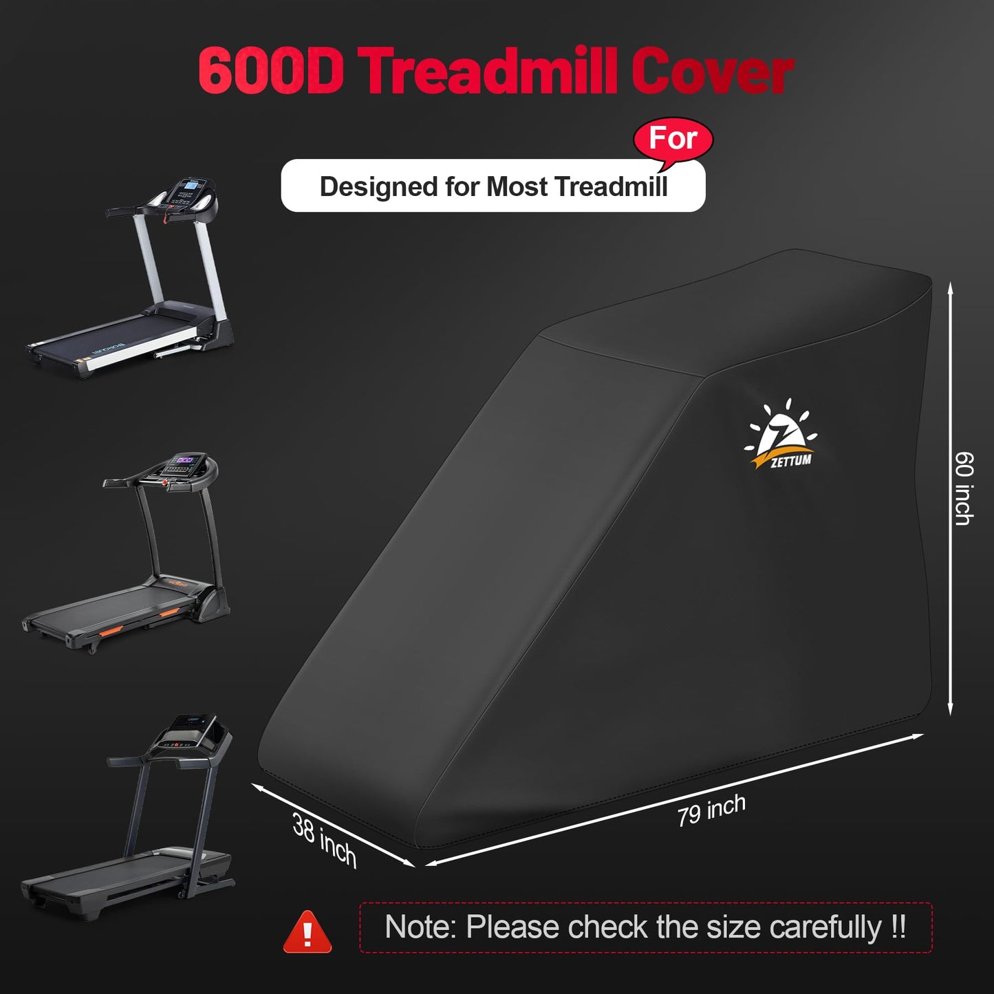 Zettum Treadmill Cover - 600D Treadmill Dust Cover Waterproof, Gym Equipment Running Machine Covers with Windproof Drawstring, Exercise Workout Equipment Protective for Home Indoor Outdoor