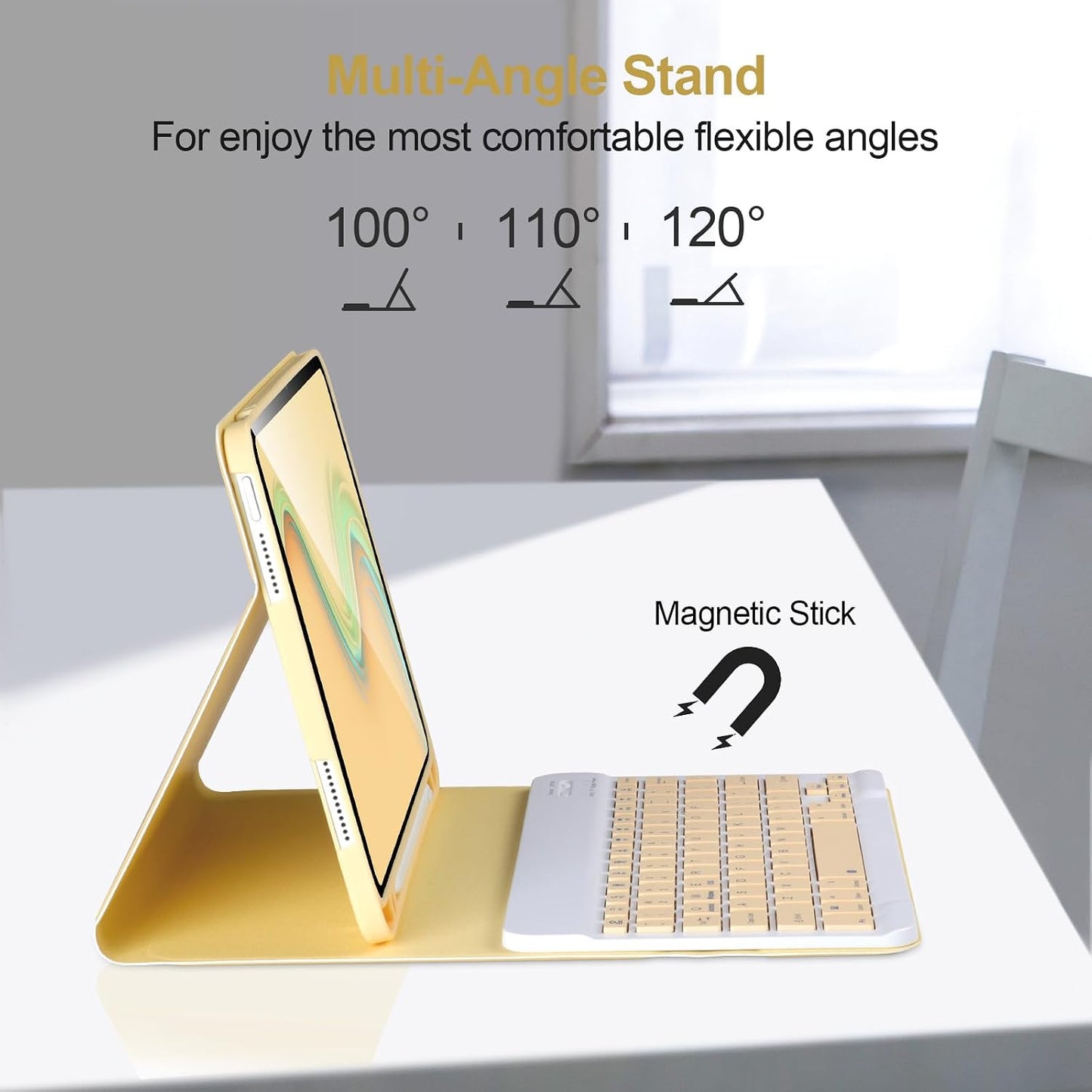 AHYWTAN 11/10th A16 2025 11 inch/10th 2022 10.9 for iPad Generation Case with Keyboard,Detachable Bluetooth Keyboard