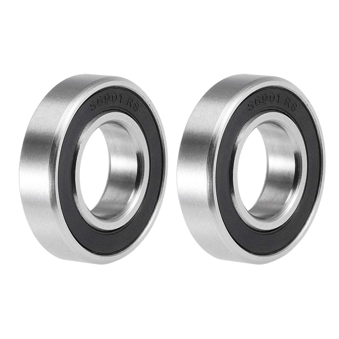 uxcell S6901-2RS Deep Groove Ball Bearings 12mm x 24mm x 6mm Double Sealed 440C Stainless Steel 2pcs