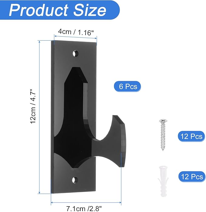 uxcell 6 Pcs Sword Holder Wall Mount Sword Racks Acrylic Wall Sword Display Hanger with Mounting Tools for Knife Martial Arts Sword Placement Display, Black