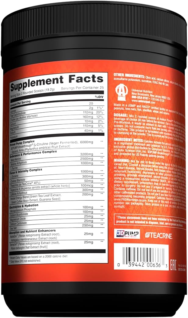 Animal Primal Muscle Hydration + Preworkout Powder ??Contains Beta Alanine, 3DPump, Caffeine & Electrolytes ??Improves Energy, Focus, Endurance & Absorption ??New Dragon Berry Flavor, 16.9 oz