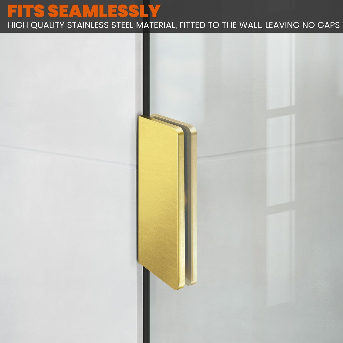 Bathroom Shower Glass Door 32 * 78" - 5/16"(8mm) Thick Clear Tempered Glass Panel, Fixed Hinged Framless Shower Glass Door with Clamps, Brushed Gold