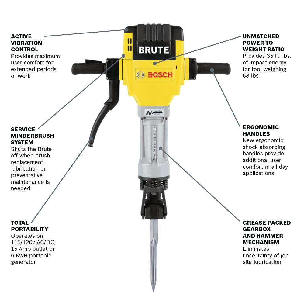 BOSCH BH2760VCB 120-Volt 1-1/8 Brute Breaker Hammer with Basic Cart
