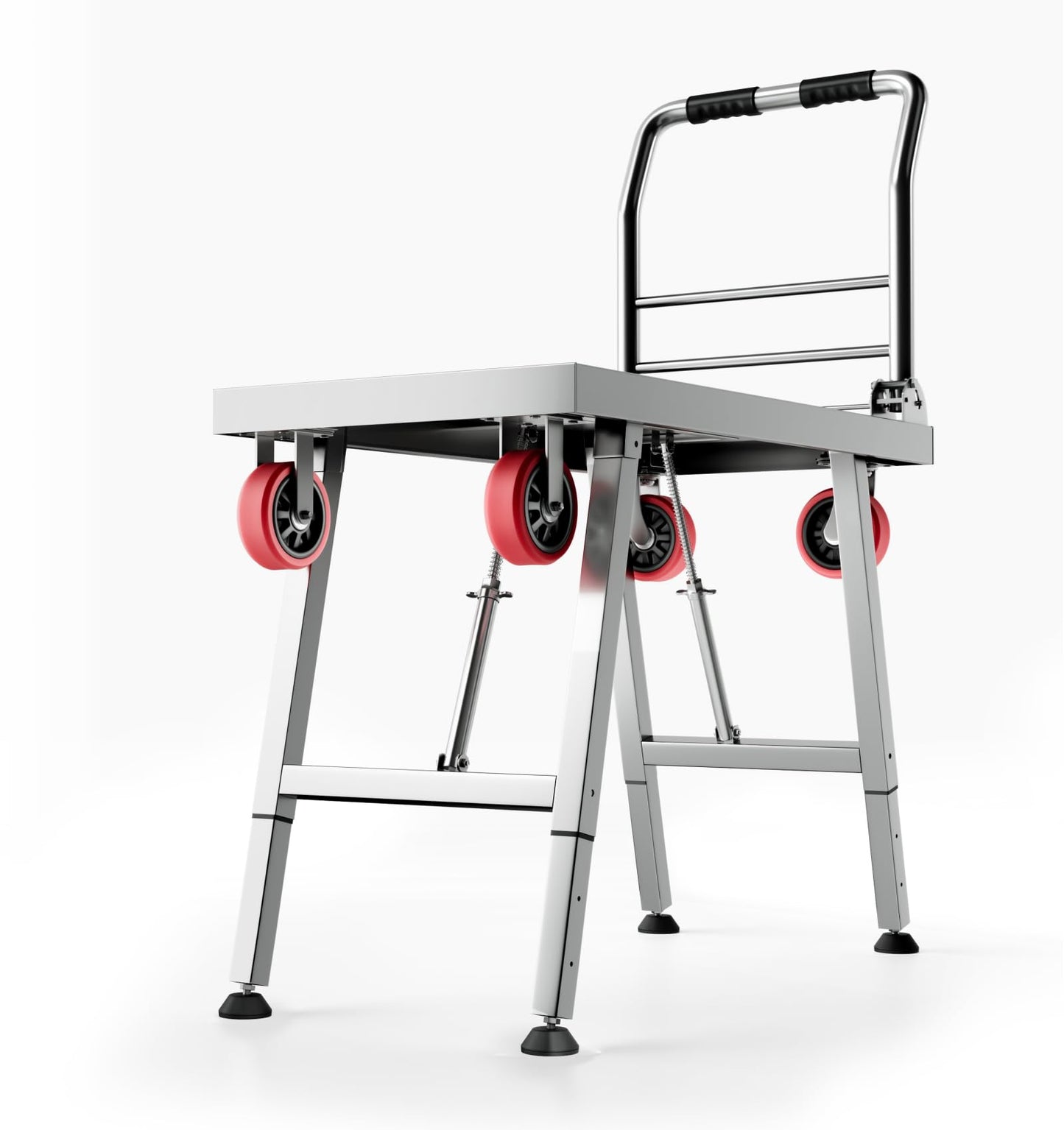 Lomive 2IN1 43"×24" Foldable Platform Truck, Portable Ladder Platform, Height Adjustable Work Scaffolding, 2200lbs Capacity Heavy Duty Flatbed Bed Cart w/2 Swivel Casters