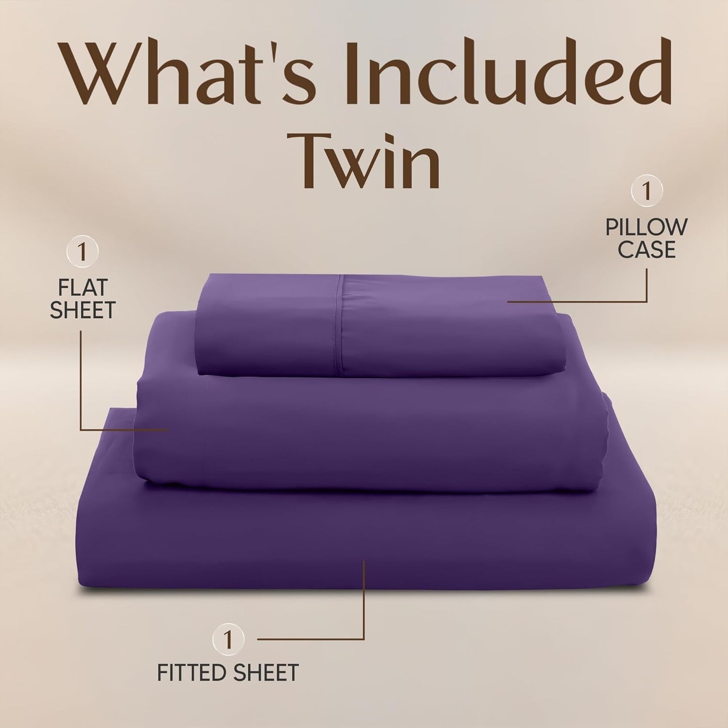 Utopia Bedding Twin Sheet Set - Soft & Breathable Microfiber, 3-Piece Bed Sheets for Twin Size Bed | Oeko-Tex Certified (Egg Plant)
