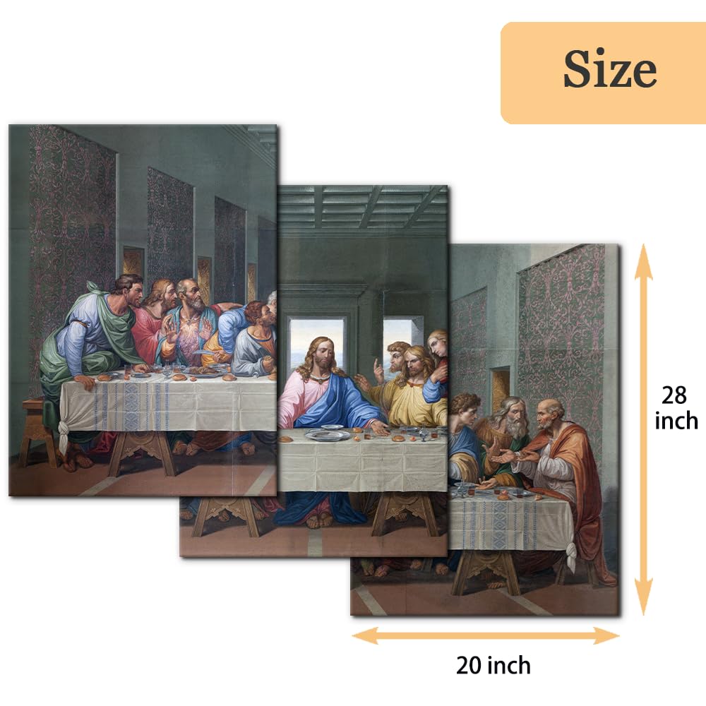 Pacimo 3 Pieces Classic Canvas Wall Art Prints The Last Supper Painting Prints on Canvas Jesus Modern Artwork Giclee Gallery Wrap Wall Decor Stretched and Framed Ready to Hang- 20"x28"x3