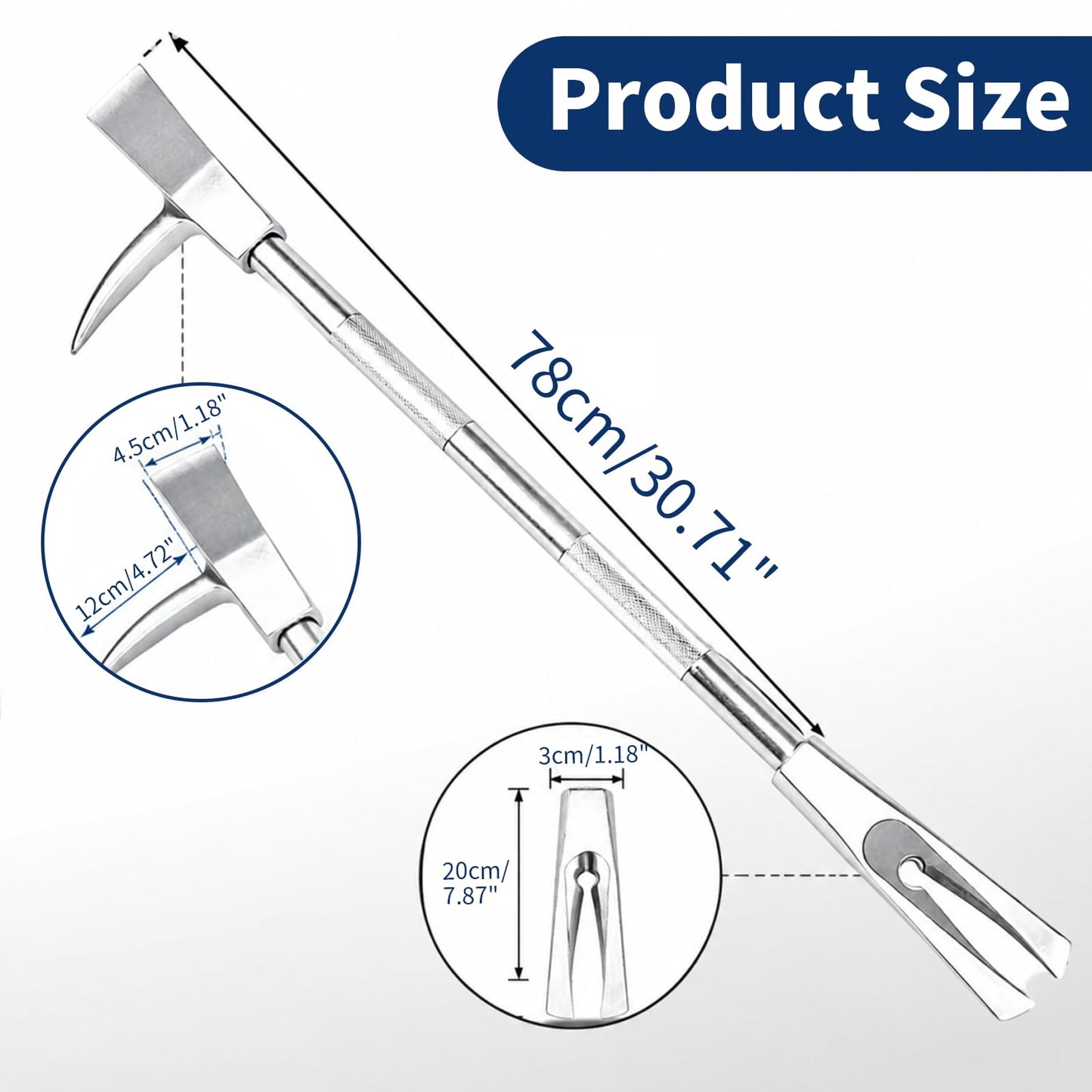 30" Halligan Bar, Heat Treated Forged Carbon Steel Halligan Tool, Galvanized Rustproof One-Piece Construction for Fire Rescue, Emergency, Outdoor Use, Home Safety and Construction Work