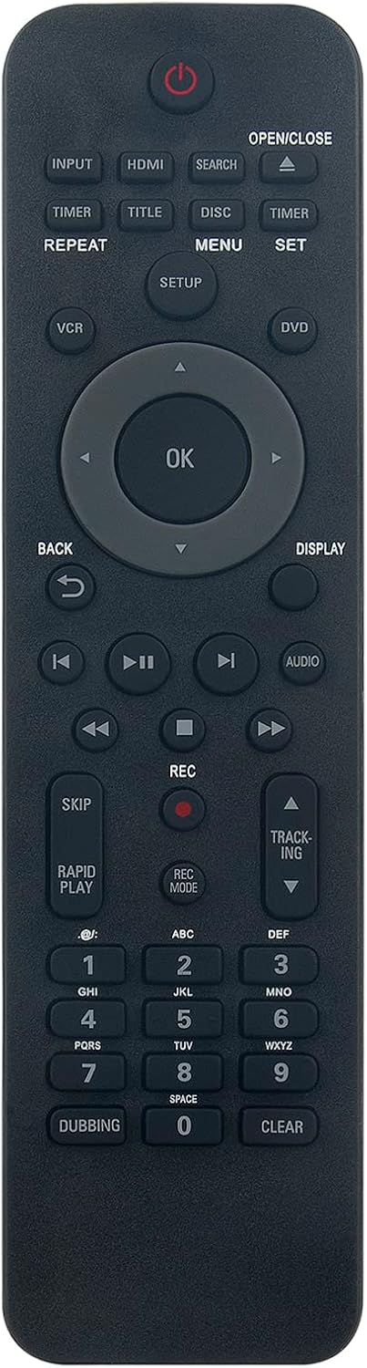 AIDITIYMI NC254UH NC254 DVDR3385V/F7 DVDR3385V Replacement Remote Control Compatible with Philips DVD Recorder/VCR: