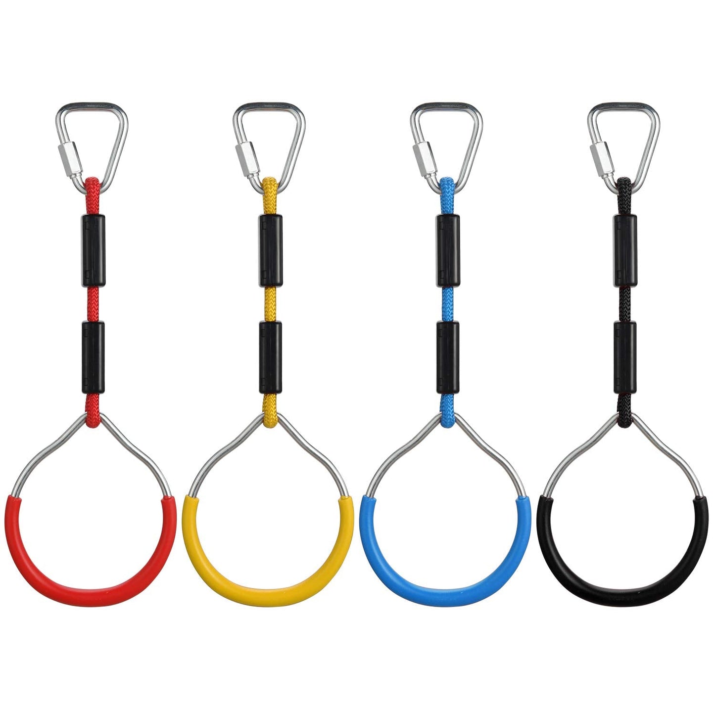 PELLOR 4-Pack Colorful Ninja Rings -Gymnastic Rings, Ninja Slackline Obstacle Course Accessories, Backyard Playground Training Equipment Play Set for Kids Adult