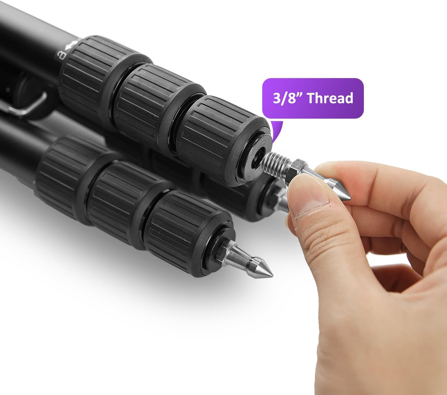 Rigych 6 3/8-16 Pcs Tripod Spike Feet - Thread, Rubber & Stainless Steel Spike Feet, Universal Anti-Slip