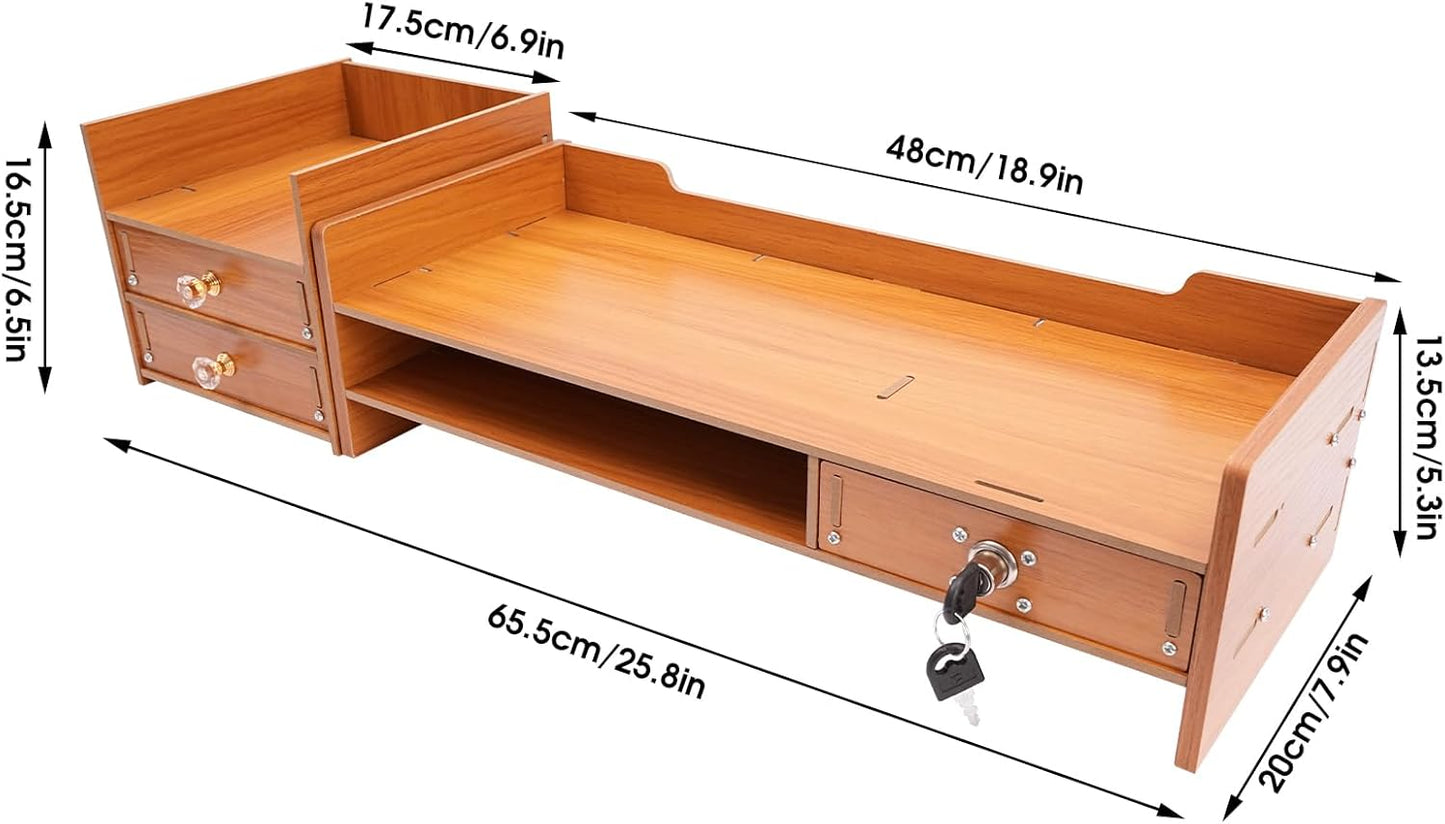 WDZCZDoo 11.02lbs Computer Monitor Stand, Computer Rack with Storage, Wooden Laptop Monitor Stand, Wood Desk Organizer