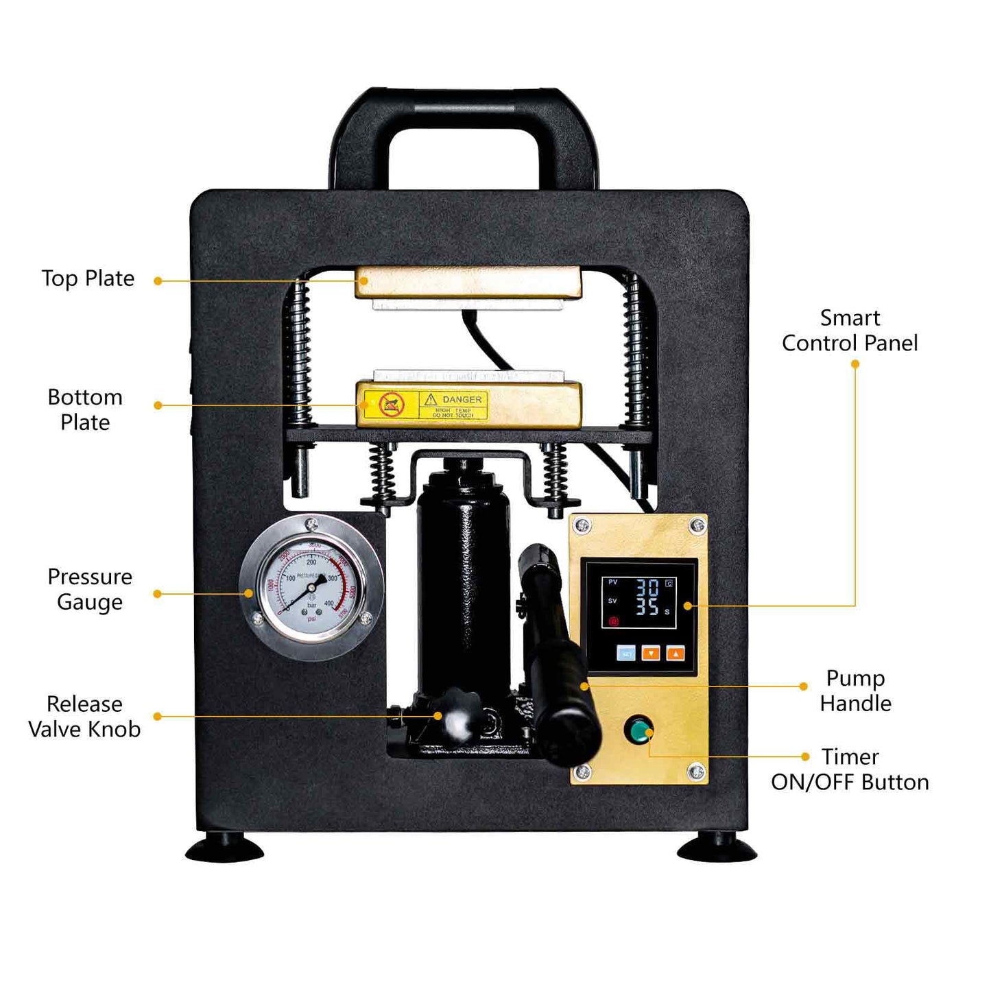 5-Ton Hydraulic Heat Press Machine with Dual 3x5 inch Heated Plates, Digital Timer and Temperature Control