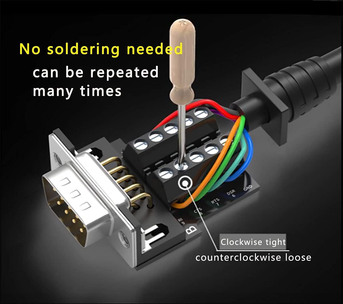JUXINICE 2PCS DB9 DB-9 adapters9 RS232 RS485 DB9 Breakout Connector Male PIN Adapter to Wiring Terminal,No Soldering