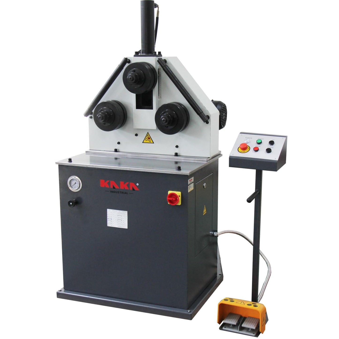 KAKA Industrial Roll Bending Machine- Heavy Duty Hydraulic Profile Bender for Steel Pipe,3HP Heavy Duty Bender for 2.4 inch Flat Bar, 1.4 inch Round Tube & 2 inch Square Bar | 220V 3-Phase HRBM-50HV