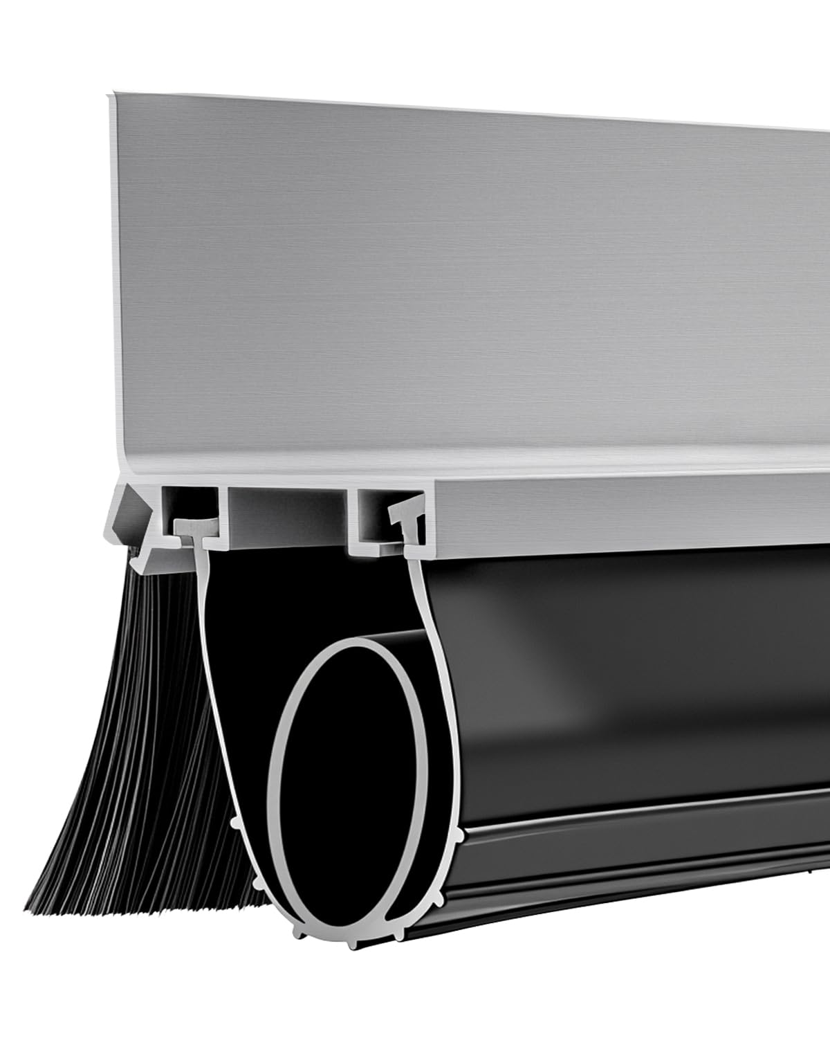 20FT Universal Garage Door Seal Kit, U and O Heavy Duty Garage Weather Strip Bottoms Seal, Rubber Weather Stripping Seals with Brush and Aluminum Track Retainer Kit Blocks Noise Drafts Weatherproof
