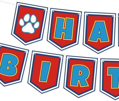 Cartoon Dog Paw Happy Birthday Banner - Adorable Decorations for Boys' 1st, 2nd, & 3rd Birthday Parties
