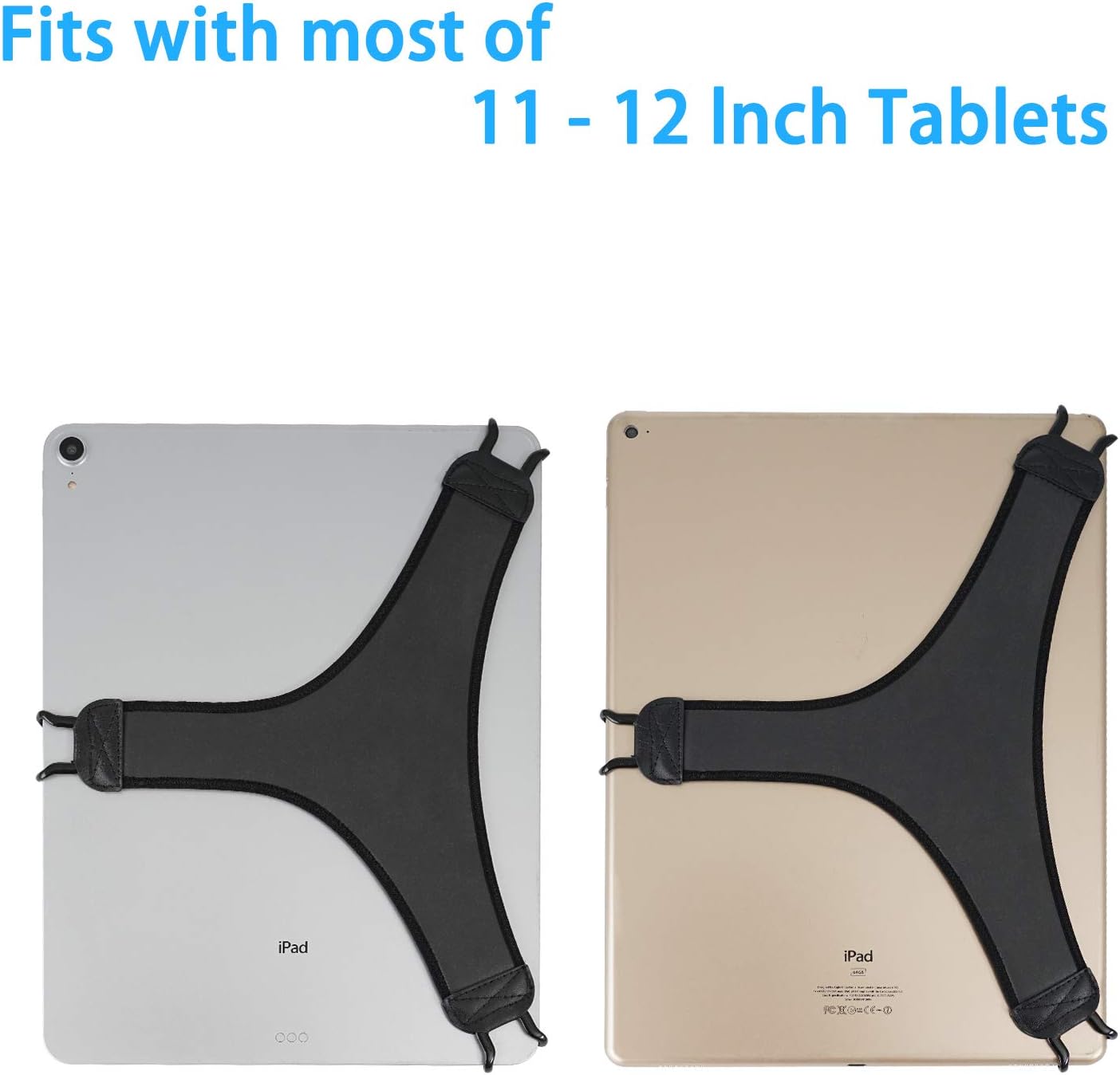 TFY 12.9" Hand Strap Holder Finger Grip with Soft PU, Compatible with iPad Pro and More (Black)