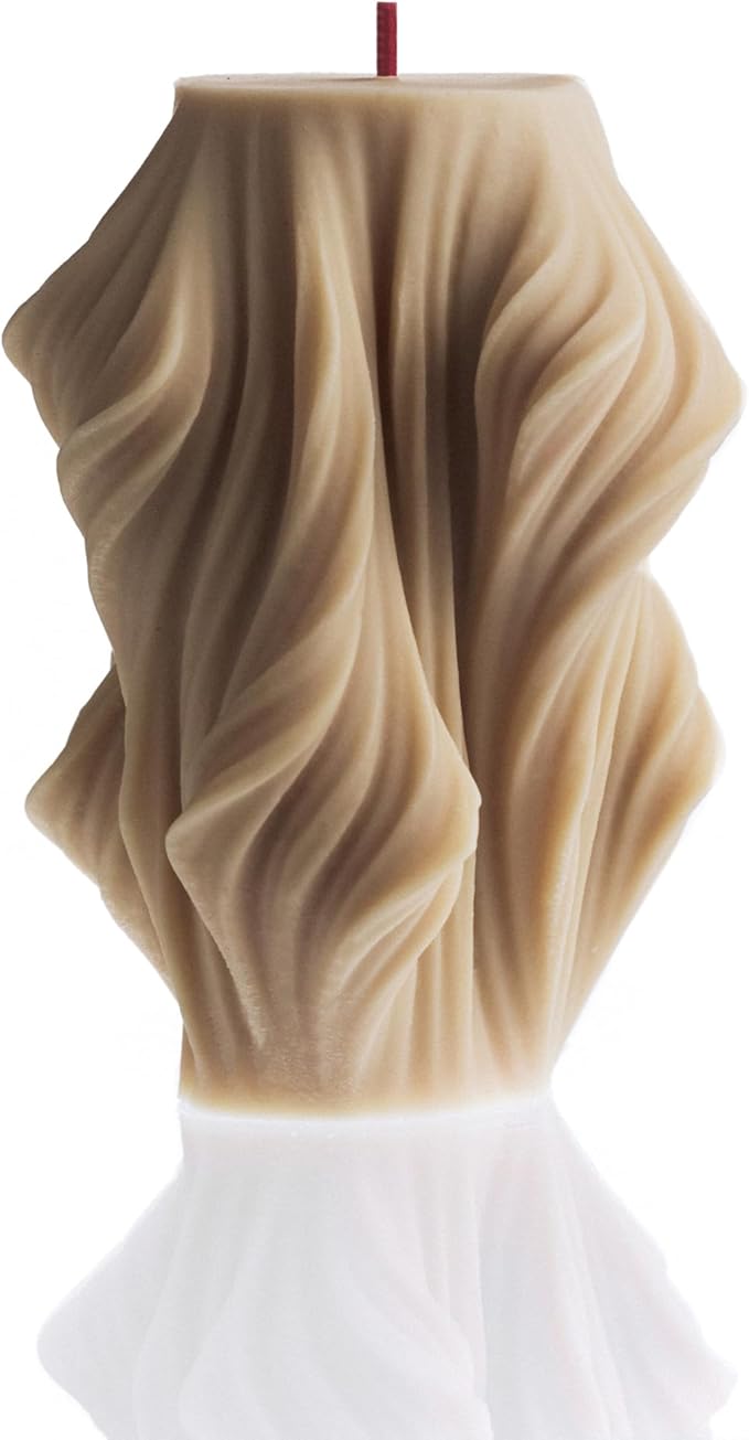 LAWA Cascading Wave Candle - Large Beautiful Handmade Pillar Scented Soy Wax Elegant Bubble Aesthetic Candle Housewarming Gift Home Room Shelf Decor Idea Sandstone (Small)