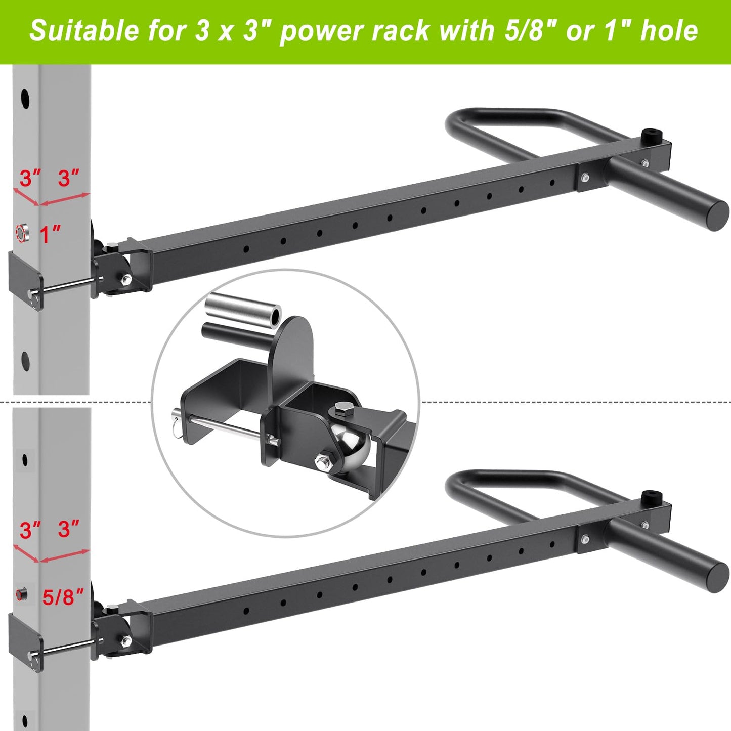 SELEWARE Heavy Duty Adjustable Jammer Arms Lever Arms - 600 lbs Capacity, Alloy Steel, Fits 3'' x 3'' Power Racks with 5/8" or 1" Holes, Home Gym Strength Training, Compatible with 2" Olympic Plates