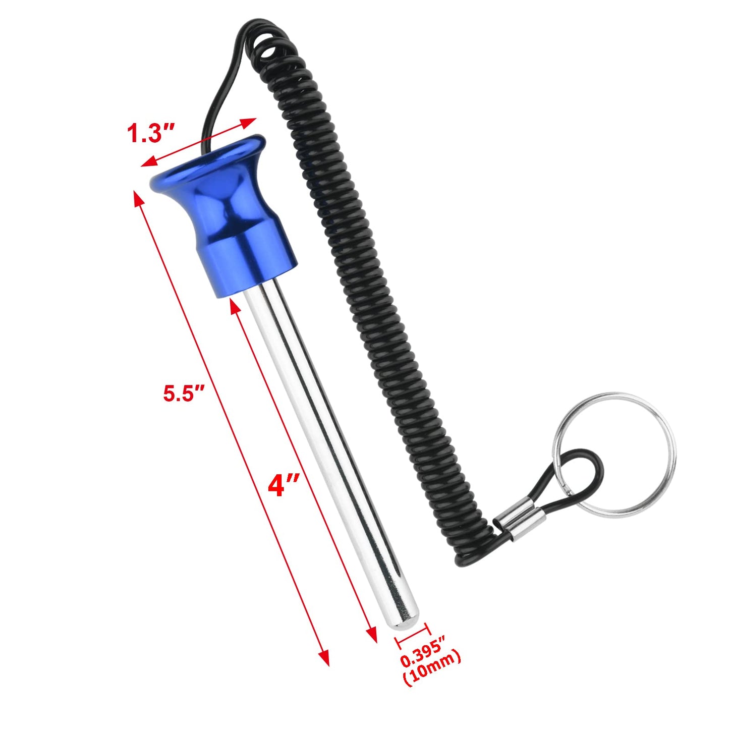 Cosmos Gym Weight Stack Pin Universal Replacement Selector Lock Pin Detent Hitch Pin, Tensile 3/8" Dia. & 4" Locking Space with Lanyard, for Gym Equipment Machine Weight Plate (Blue Knob)