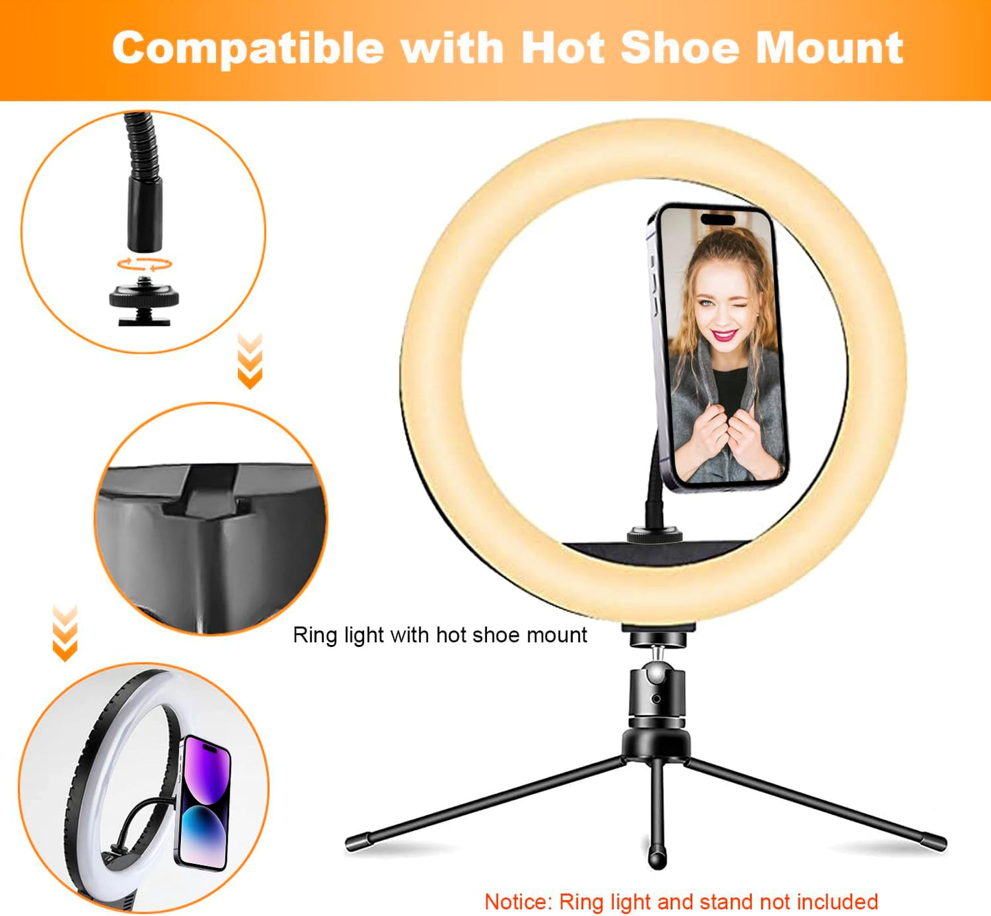 16 15 14 13 12 Ring Light Phone Holder Attachment, Strong Magnetic Phone Holder for Ring Light and Tripod Stand