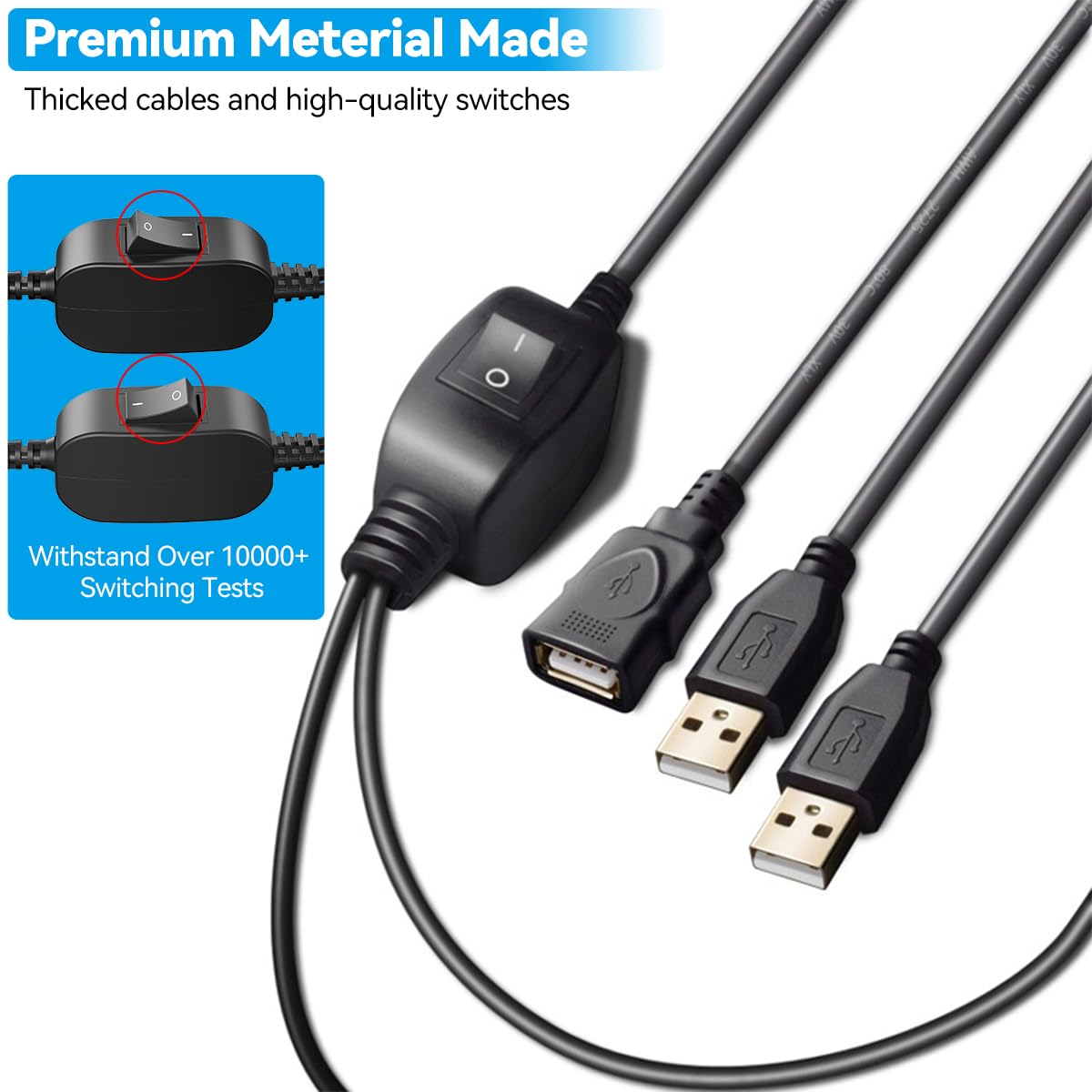 1 2 5FT+5FT Herfair Printer Splitter for Two Computers USB A Splitter in Out for Share One Printer/Scanner/Fax