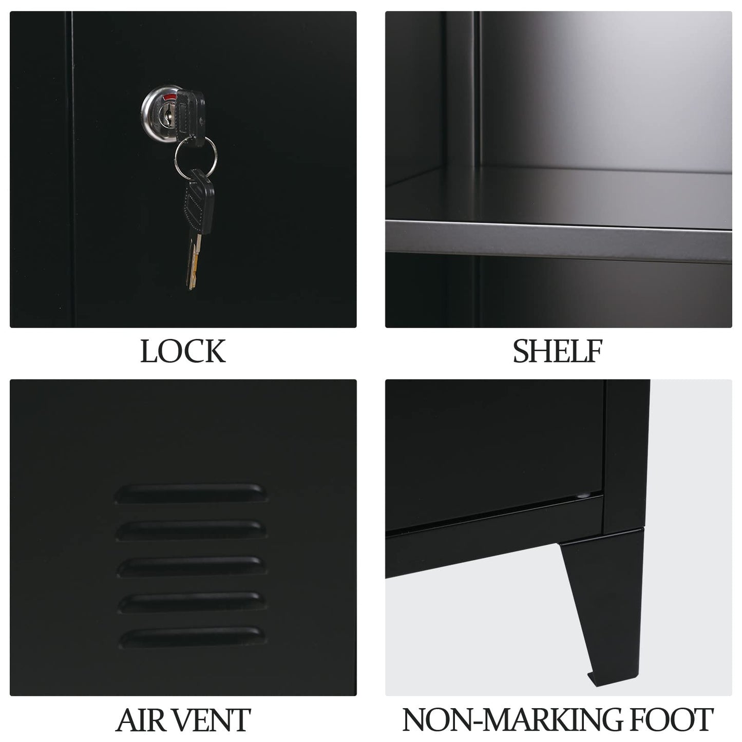 MIOCASA Metal Cabinet Home Office Storage Cabinets with Doors and Shelves Lockable File Cabinet Organizer Coat Lockers for Kids