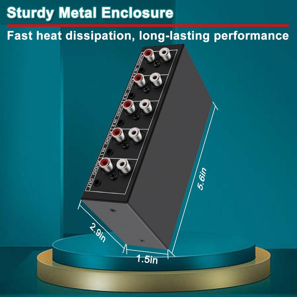 FlyroadUp 3.5mm 4 1 Aux + RCA L/R Bi-Directional Stereo Audio Switch in Out A/B Analog Audio Switcher Selector