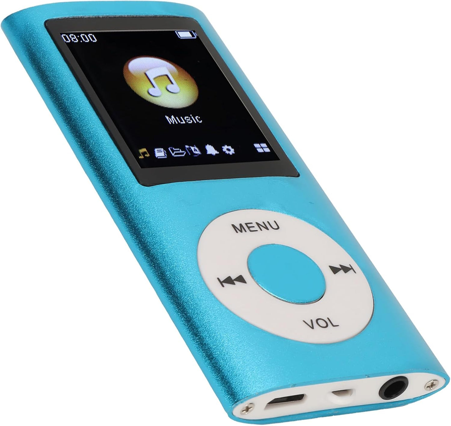 MP3 64G 1.8 8h Player, Stylish Portable Lossless Sound Music Player with Earphones, Support Memory Card, Sleep