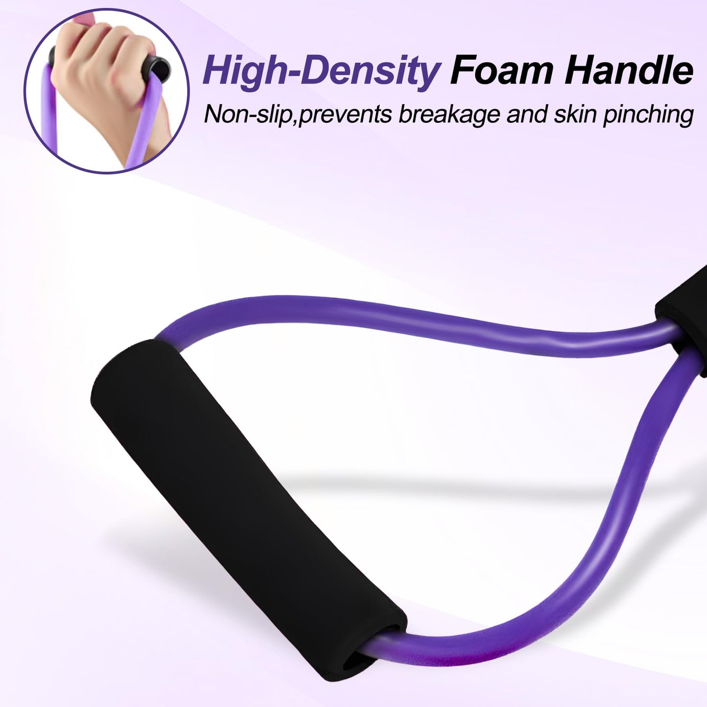 Figure 8 Fitness Resistance Bands with Handles, Exercise Elastic Bands for Women Arm Shoulder Back Leg Chest Stretch, Workout Equipment for Yoga, Pilates, Physical, Therapy, Home Gym Fitness, 3 Pack