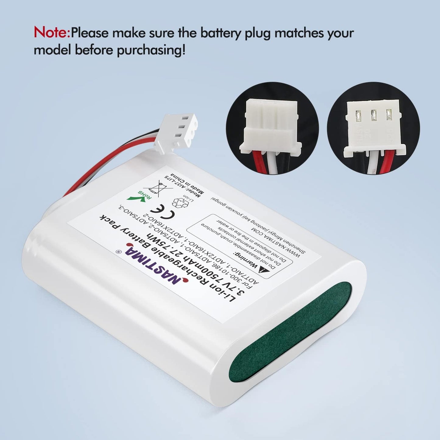 NASTIMA 3.6V/4.2V 300-10186 Command 3.6V 7500mAh 27Wh Li-ion Replacement Battery Compatible with ADT Smart Security