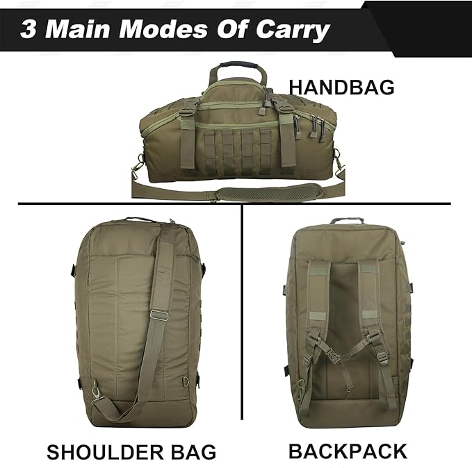 3 In 1 Tactical 85L Military Backpack Travel Duffle Bag for Weekender Gym Workout Deployment
