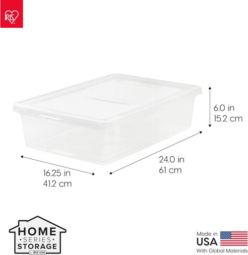 IRIS USA Storage Bins - 10-Pack Clear Stackable Shoe Boxes with Lids | 28 Quart for Organized Closets