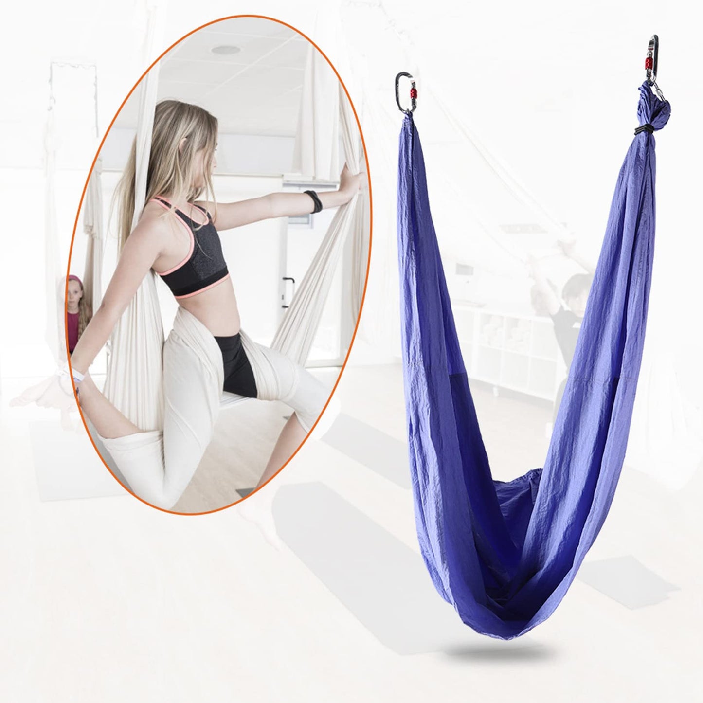 Jelquix Aerial Yoga Hammock, Premium Nylon Fabric Breathable Wear Proof Yoga Sling with Thick Foam Handle, Supports Difficult Poses for Inversion Swing Fitness and Relaxation (Purple)