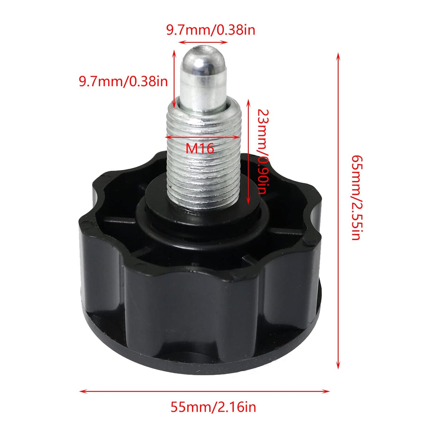 RLECS Pull-up Spring Knob Pop Pin Fitness Pop Pull Pin Knob M16 Exercise Training Machines Release Bike Equipment - Compatible with Stationary Bikes, Weight Benches Size M16 Close to 5/8"