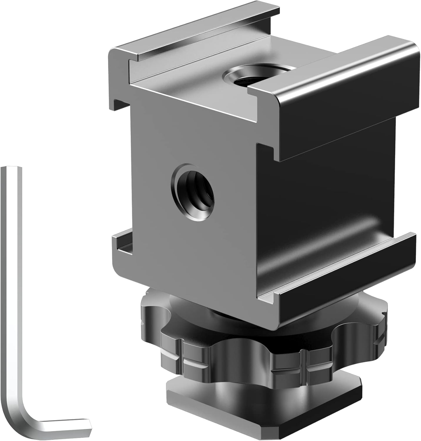 1/4"-20 3/8"-16 Triple Cold Shoe Mount Adapter, Cold Shoe Adapter Extension Bracket,Cold Shoe Mount Adapter
