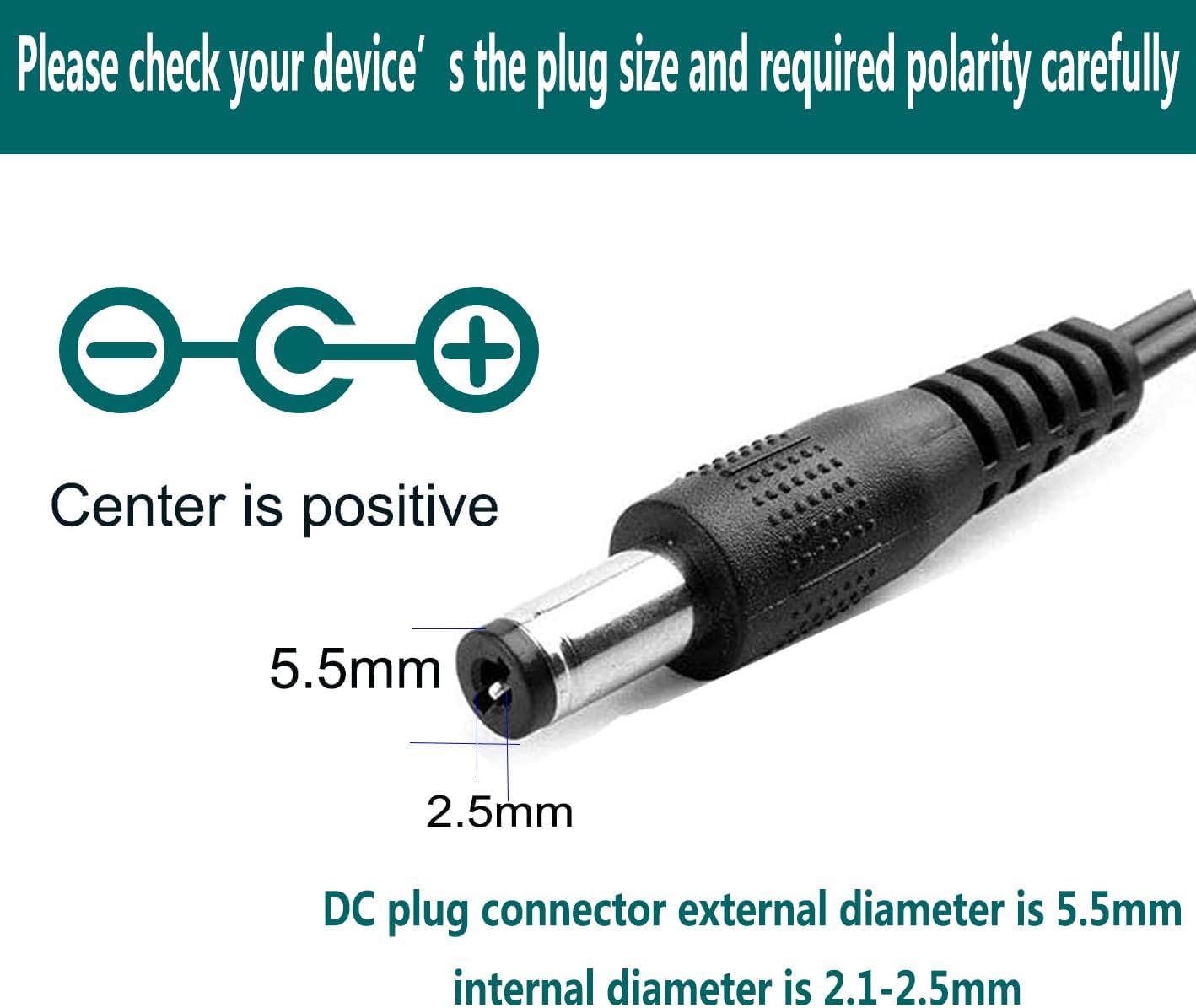 YOOFONE 12V 1A 100-240V 12V 1Amp 12V 5.5x2.5mm Power Supply AC Adapter to Power Adapter Converter DC Power Cord