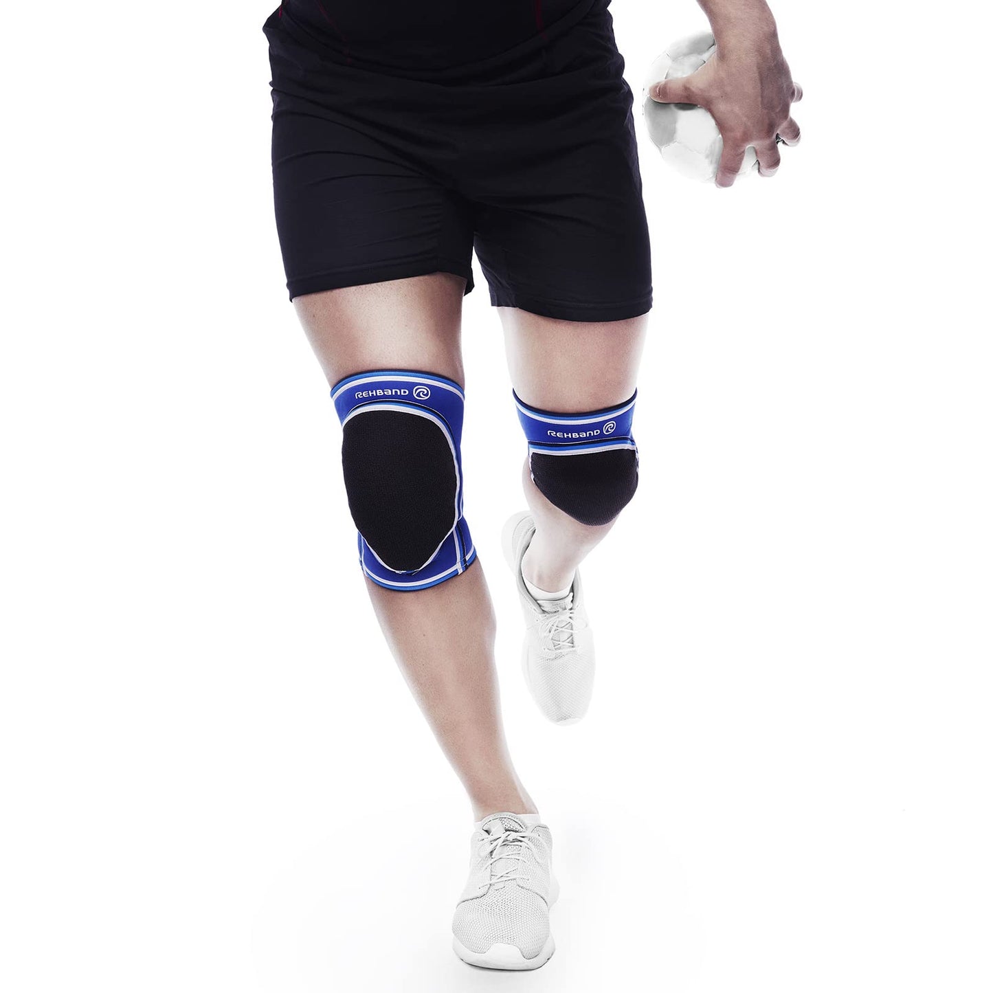 Rehband Original Knee Pads, Neoprene knee protection sleeves for volleyball & indoor sports, Kneepad women & men, Colour:Blue - 1 Pair, Size:Medium