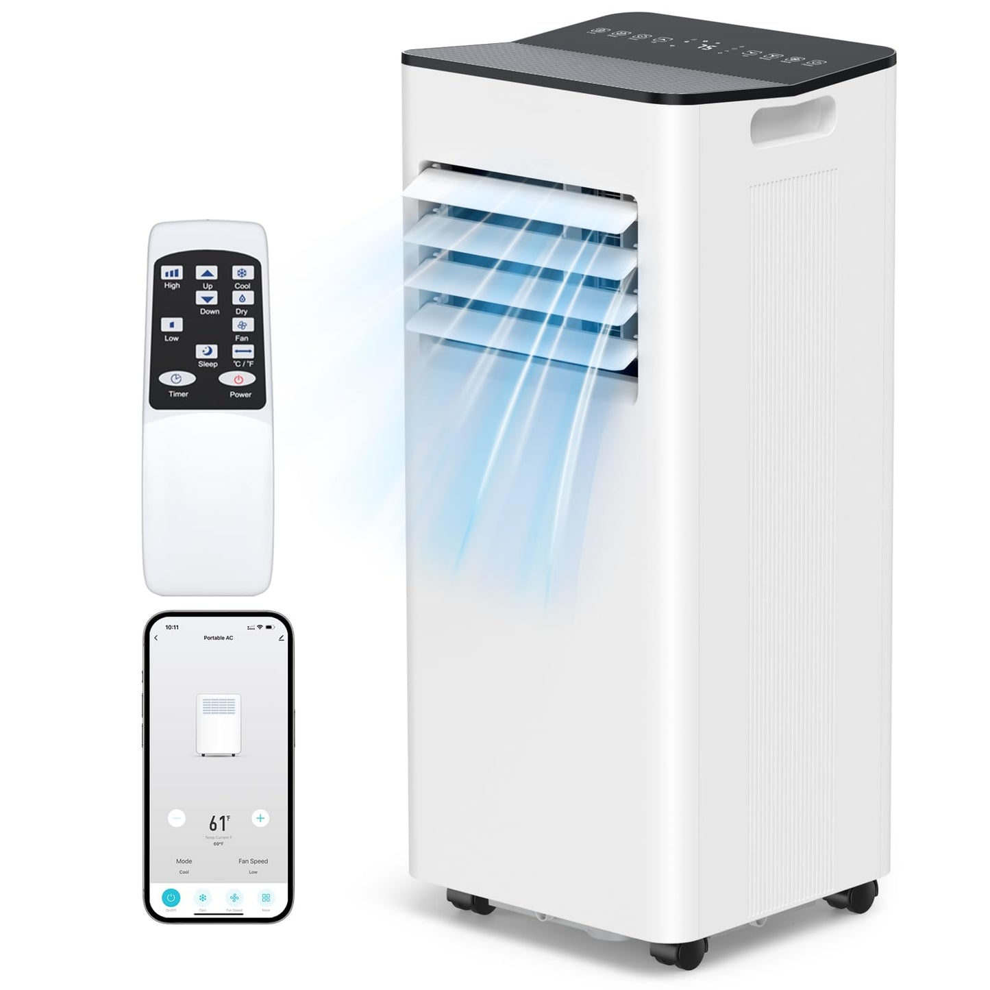 HoneyNov 16000 BTU Portable Air Conditioner for Large Rooms & Bedrooms up to 750 Sq.Ft, Ultra Quiet 40dB Smart WiFi AC, 5-in-1 Cooling with Dehumidifier, Fan, Sleep Mode & Timer